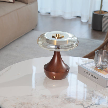 Elliot Table Lamp | Amber Glass Shade | Walnut Base