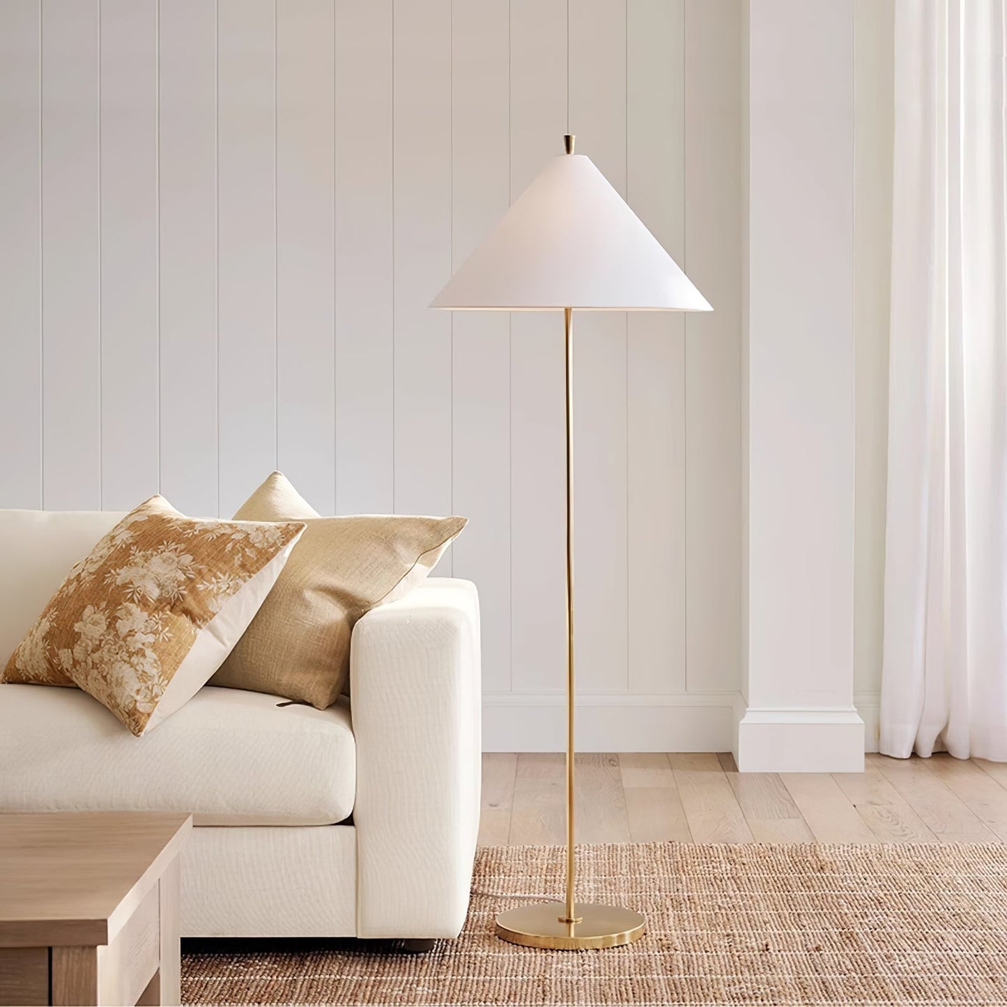 Floor Lamp | Gold Metal & Fabric | 156cm Height