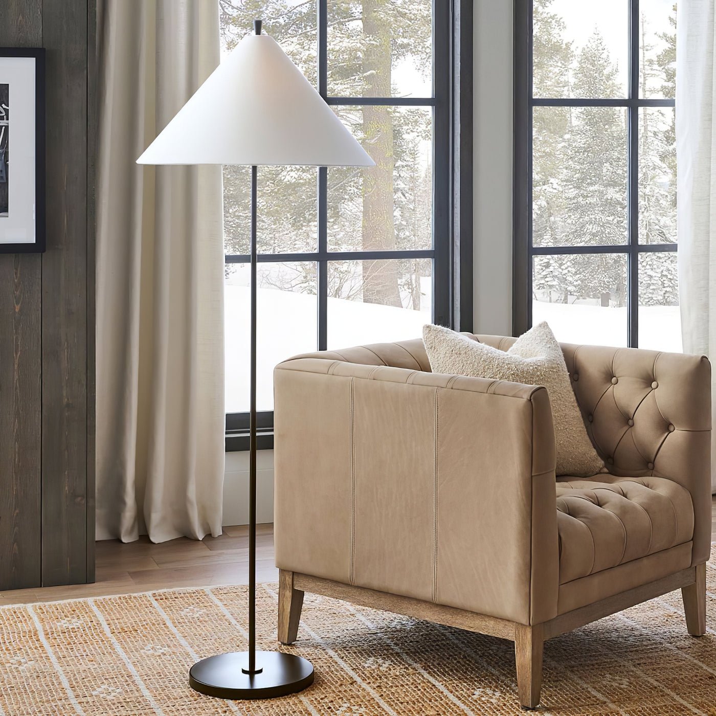 Floor Lamp | Gold Metal & Fabric | 156cm Height