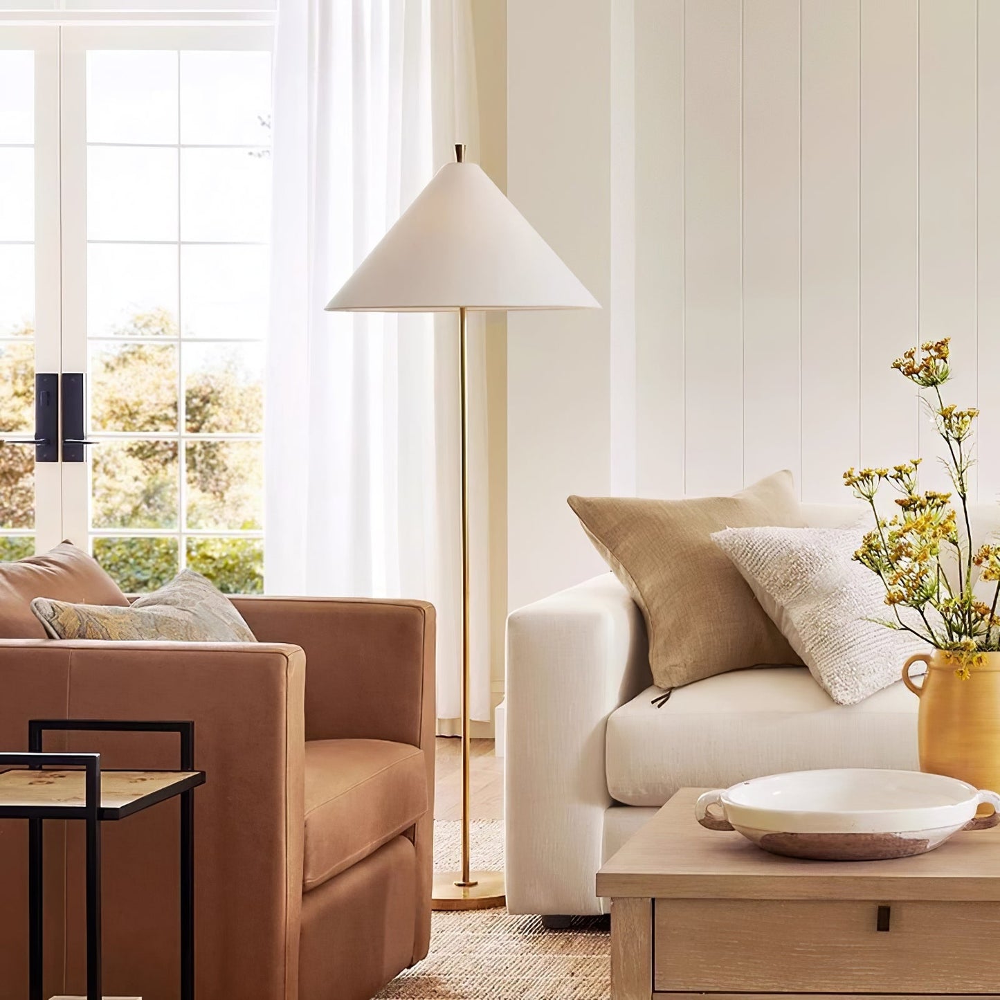 Floor Lamp | Gold Metal & Fabric | 156cm Height