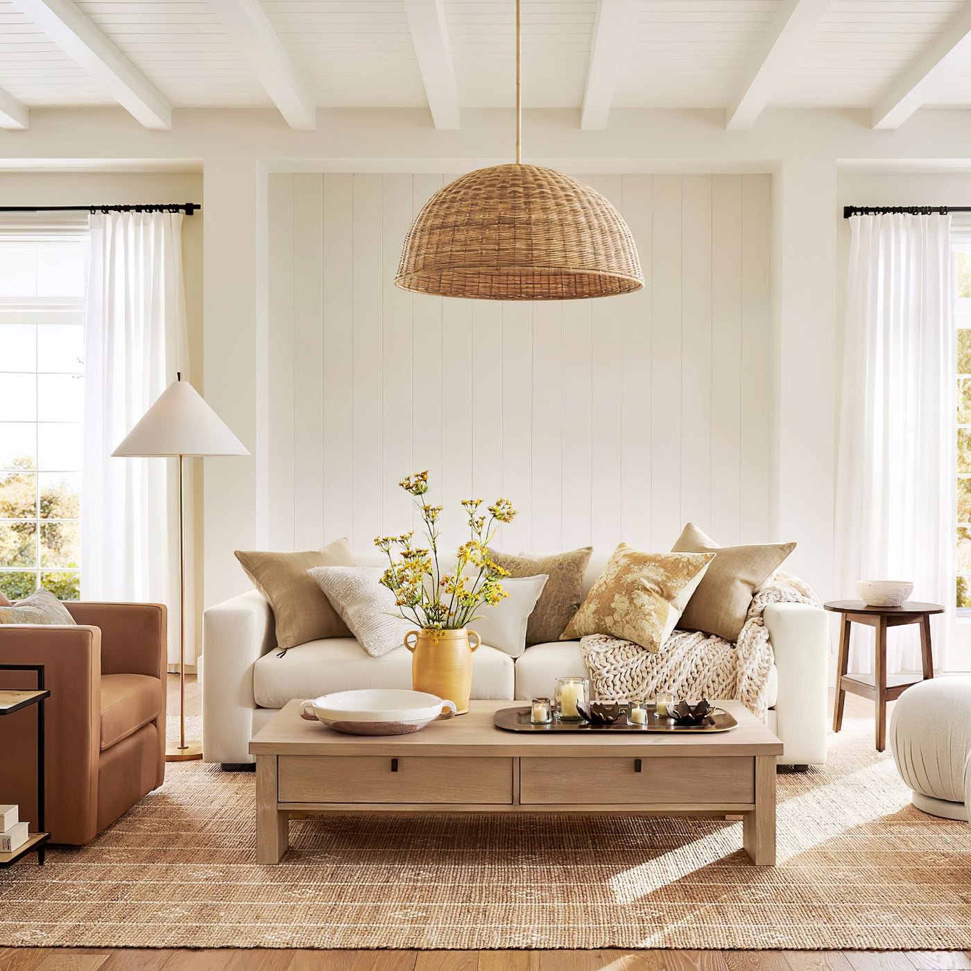 Floor Lamp | Gold Metal & Fabric | 156cm Height