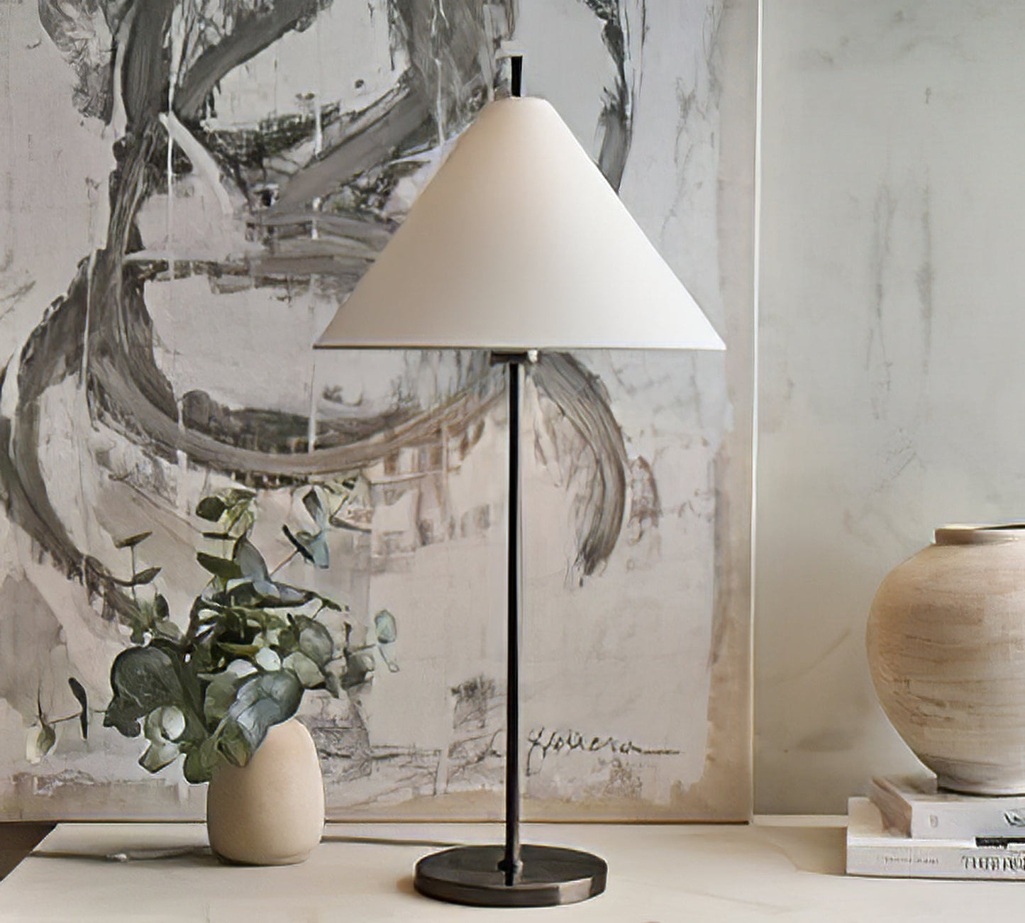 Ellis Table Lamp | Metal, Fabric | Gold, Black