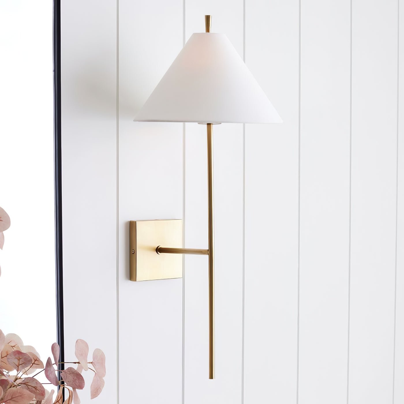 Ellis Wall Light | Brass Frame | White Shade