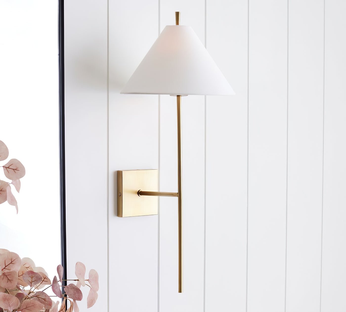 Ellis Wall Light | Brass Frame | White Shade
