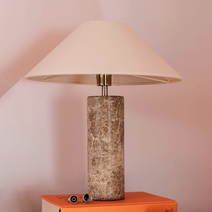 Marble Table Lamp | Beige Marble Base | Modern Design