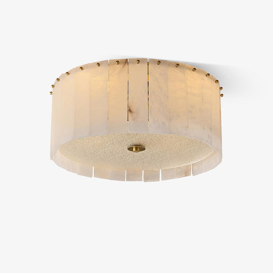 Elysian Alabaster Ceiling Lamp | Brass & Alabaster | White Shade