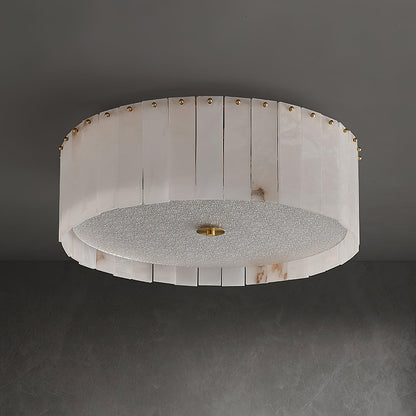 Elysian Alabaster Ceiling Lamp | Brass & Alabaster | White Shade