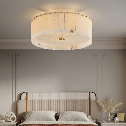 Elysian Alabaster Ceiling Lamp | Brass & Alabaster | White Shade