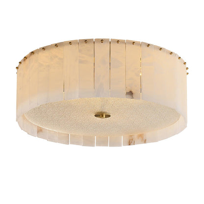 Elysian Alabaster Ceiling Lamp | Brass & Alabaster | White Shade