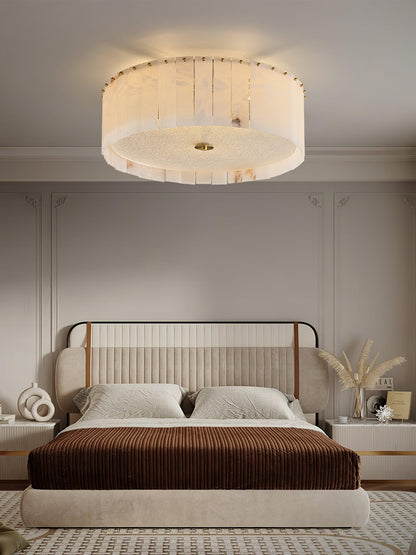 Elysian Alabaster Ceiling Lamp | Brass & Alabaster | White Shade