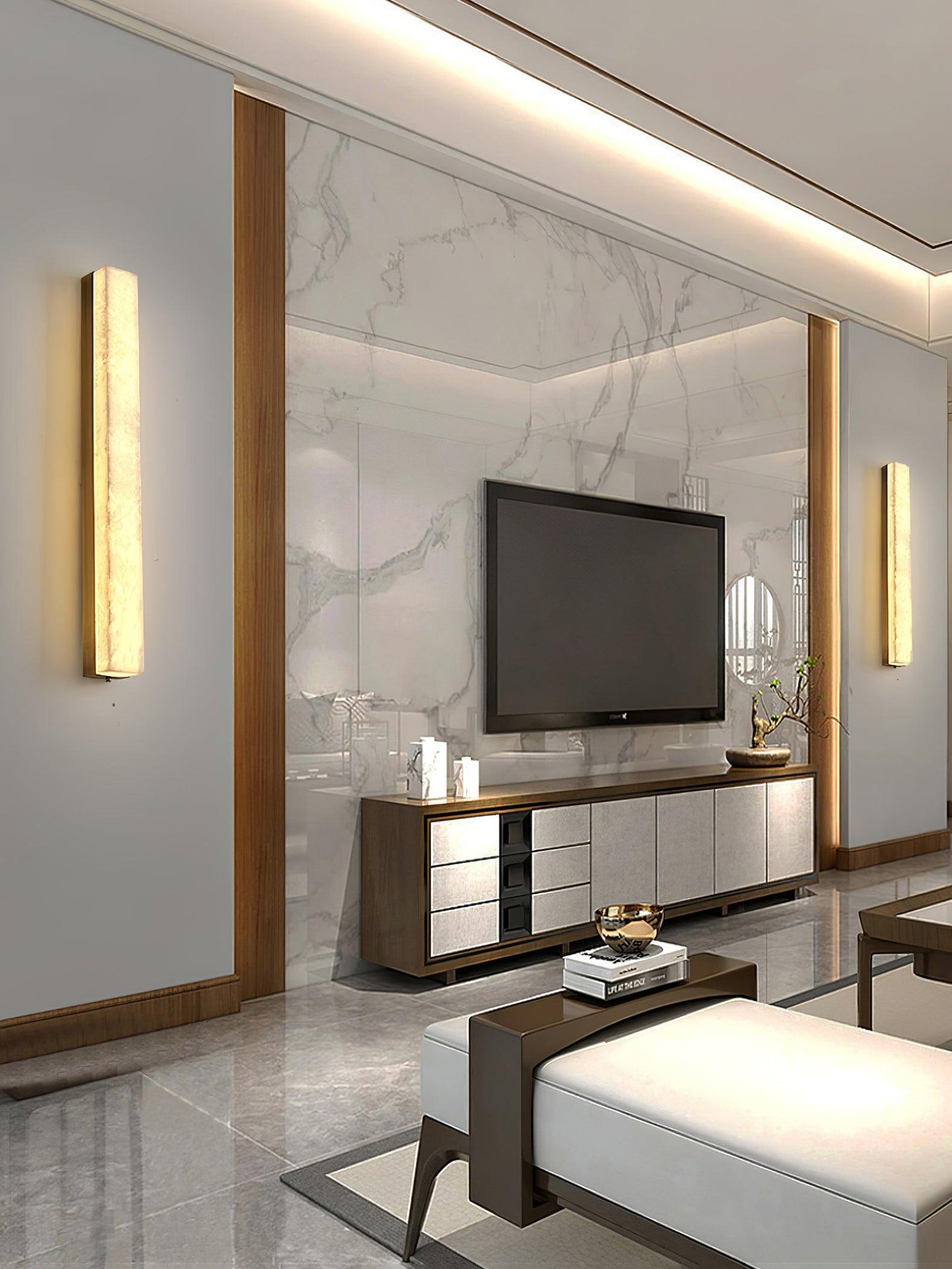 Emerson Wall Lamp | Brass & Alabaster | White