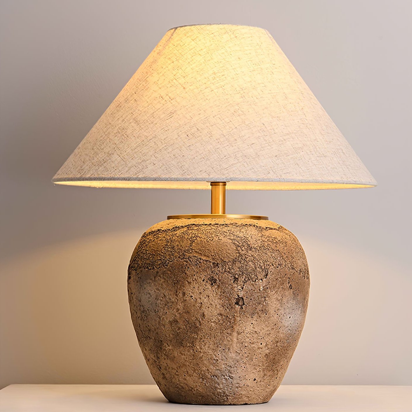 Emery Terra Table Lamp | Earthen Base | White Shade