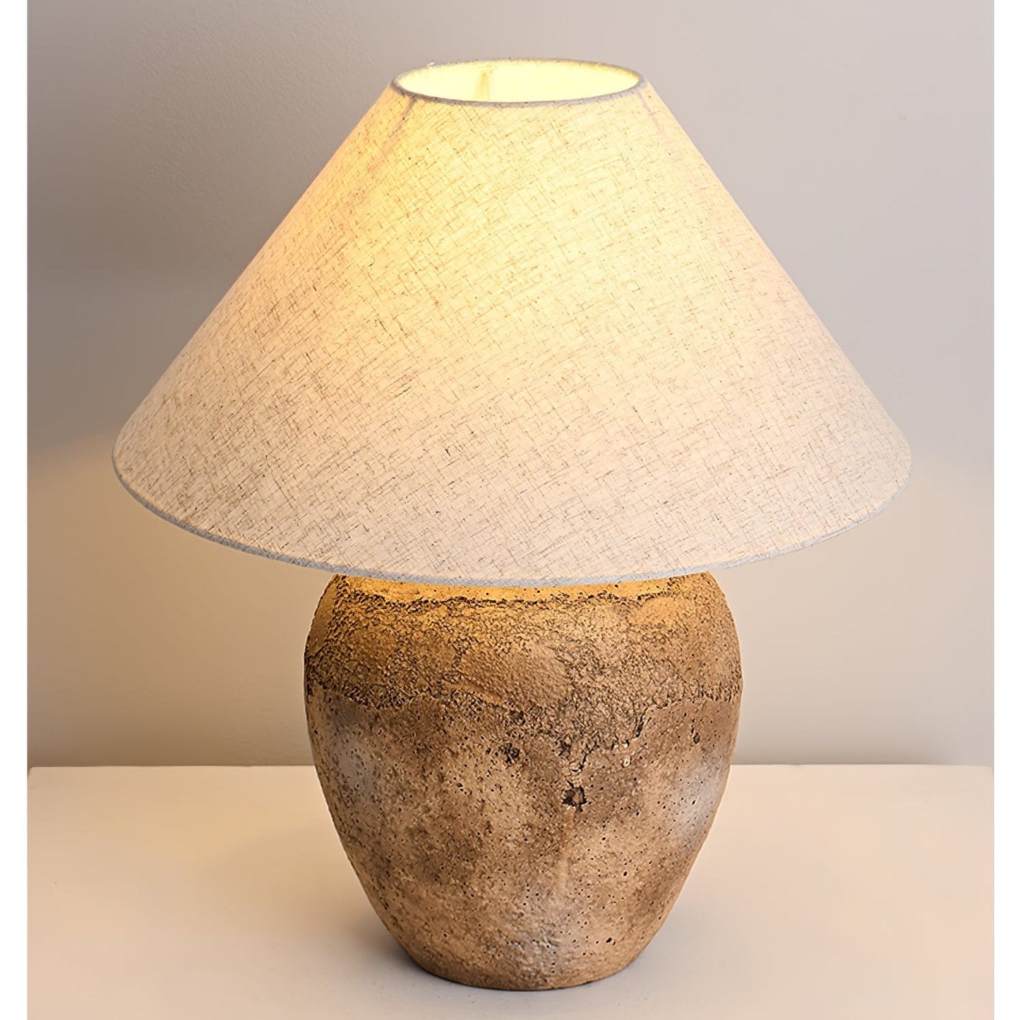 Emery Terra Table Lamp | Earthen Base | White Shade
