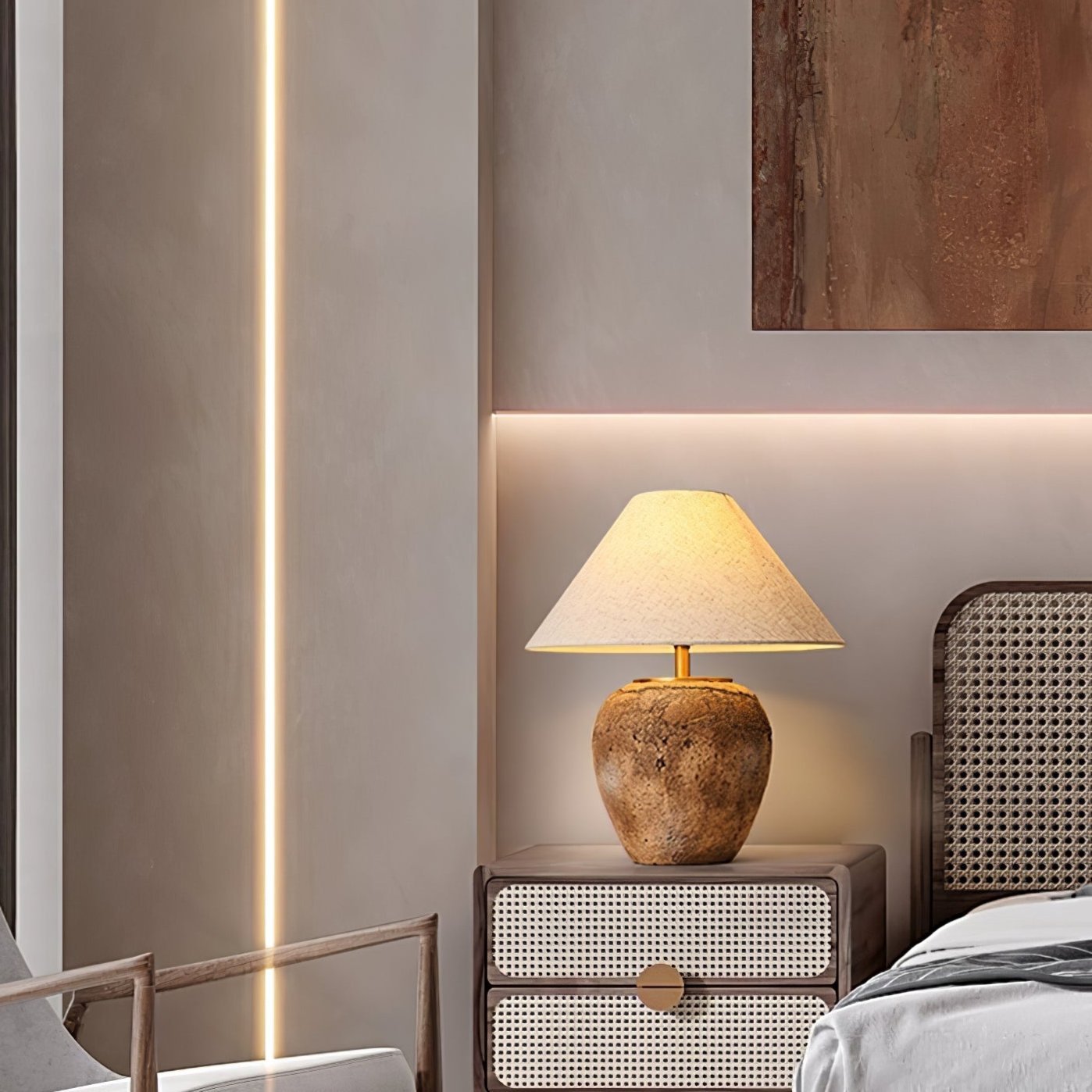 Emery Terra Table Lamp | Earthen Base | White Shade