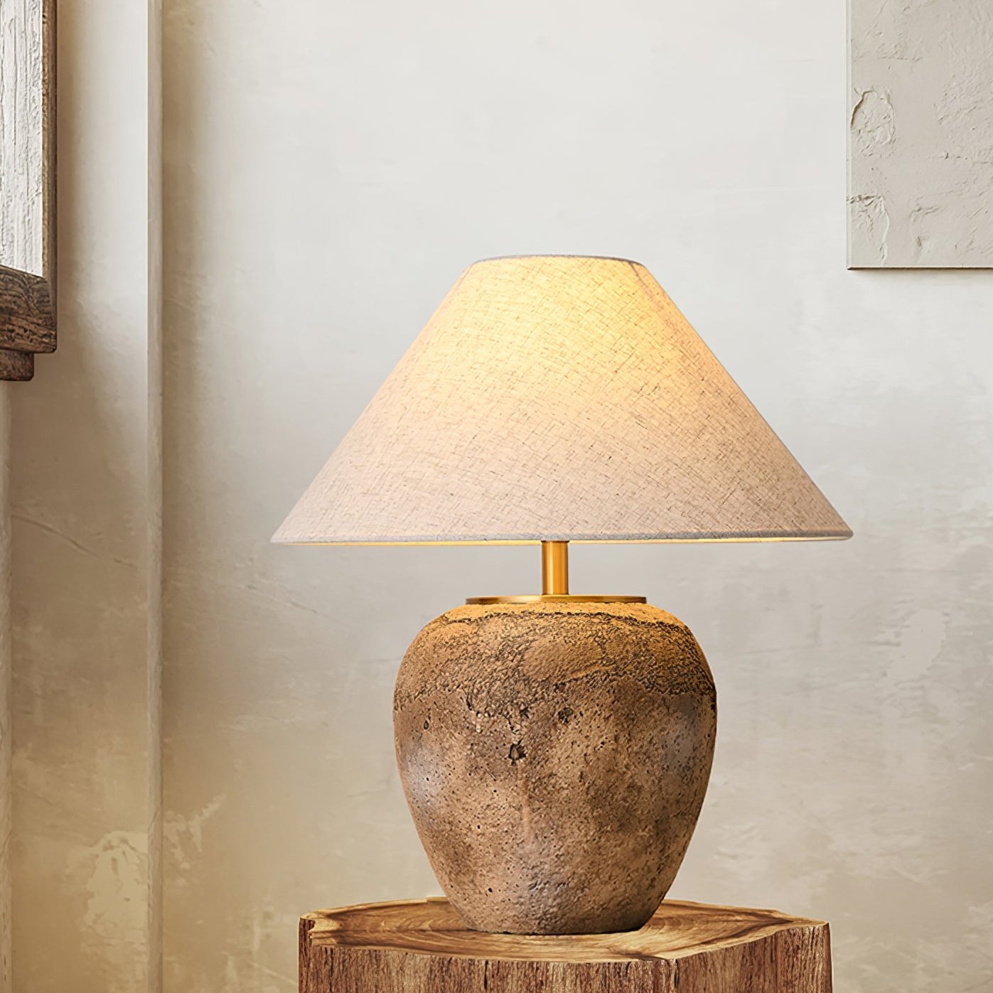 Emery Terra Table Lamp | Earthen Base | White Shade