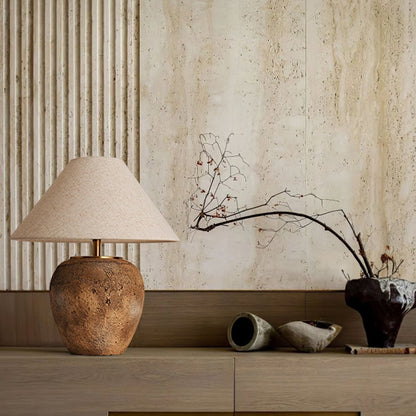 Emery Terra Table Lamp | Earthen Base | White Shade