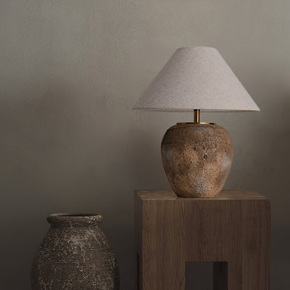 Emery Terra Table Lamp | Earthen Base | White Shade