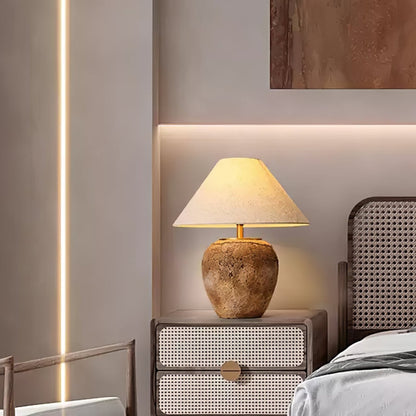 Emery Terra Table Lamp | Earthen Base | White Shade