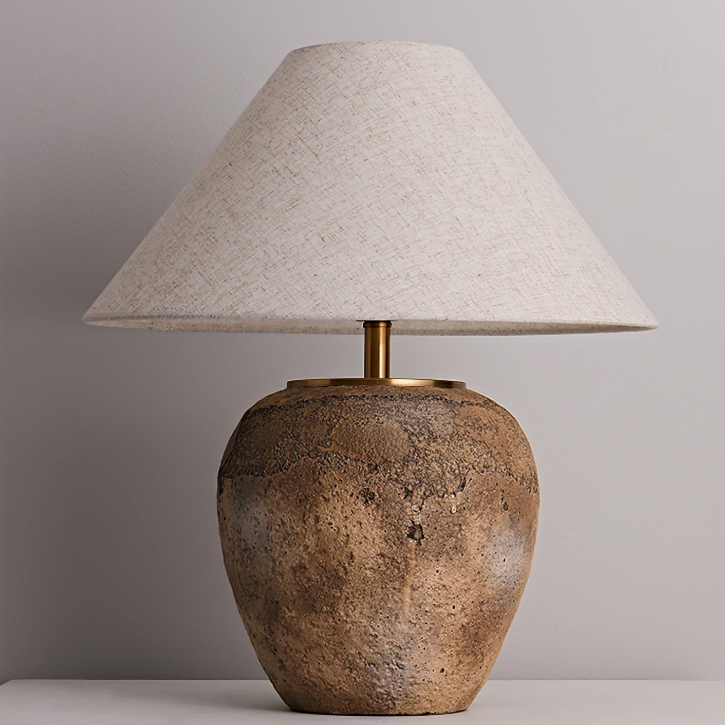 Emery Terra Table Lamp | Earthen Base | White Shade
