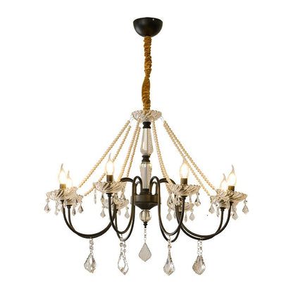 Empress Crystal Chandelier | Black-Coated Iron & Clear Glass | 6 or 8 Lights