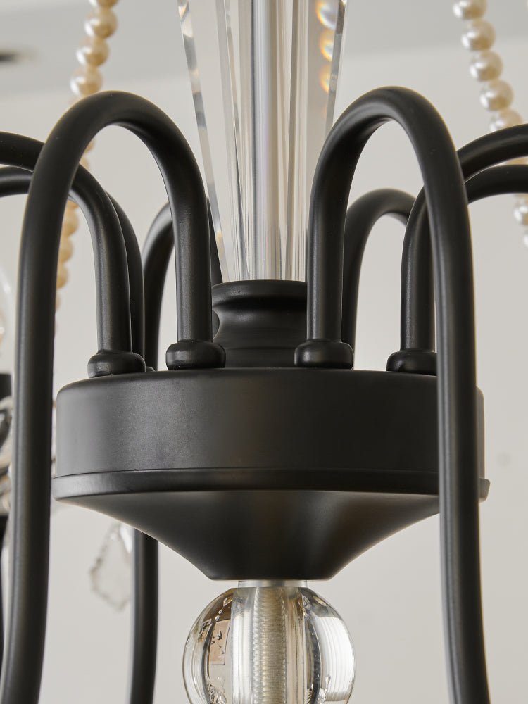 Empress Crystal Chandelier | Black-Coated Iron & Clear Glass | 6 or 8 Lights