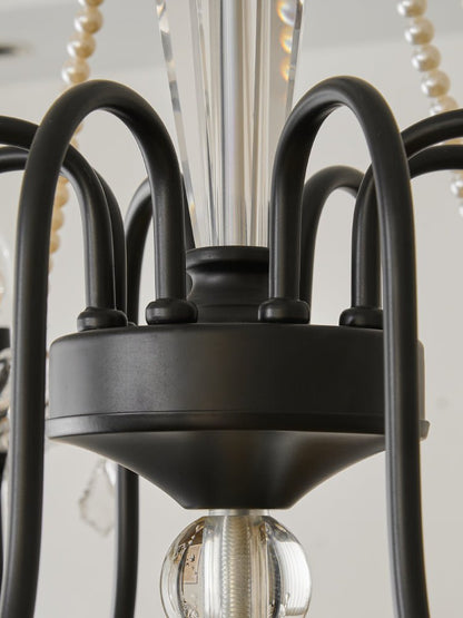 Empress Crystal Chandelier | Black-Coated Iron & Clear Glass | 6 or 8 Lights