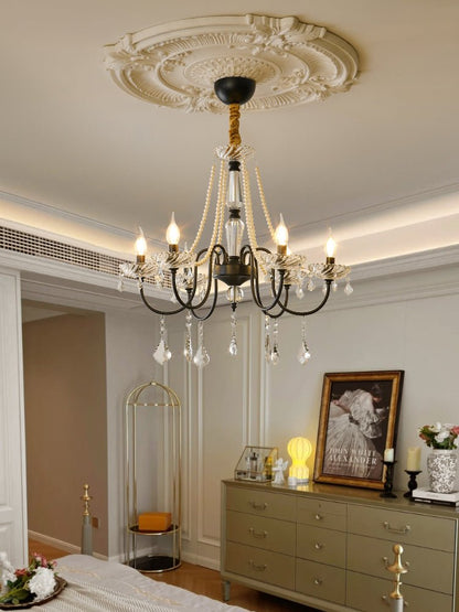 Empress Crystal Chandelier | Black-Coated Iron & Clear Glass | 6 or 8 Lights