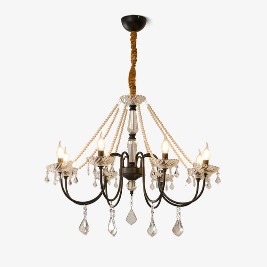 Empress Crystal Chandelier | Black-Coated Iron & Clear Glass | 6 or 8 Lights
