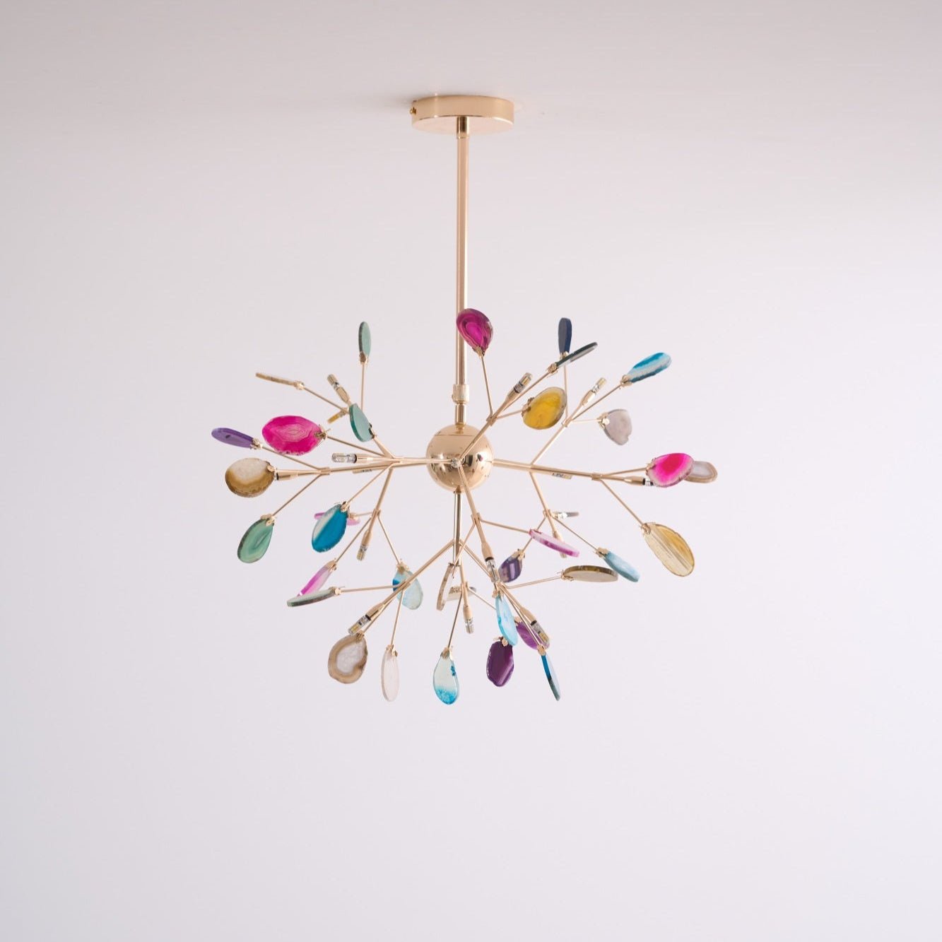 Agate Flake Chandelier | Natural Agate & Metal | Gold Finish