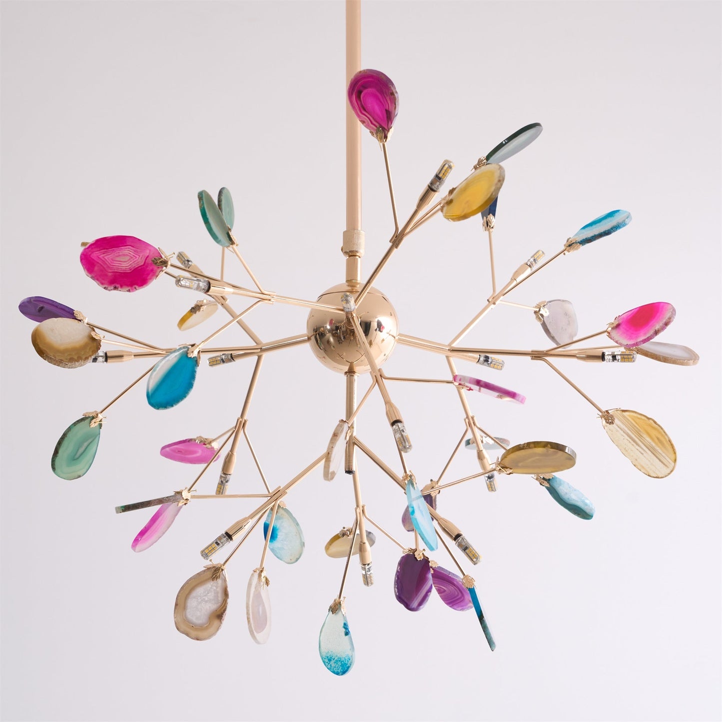 Agate Flake Chandelier | Natural Agate & Metal | Gold Finish