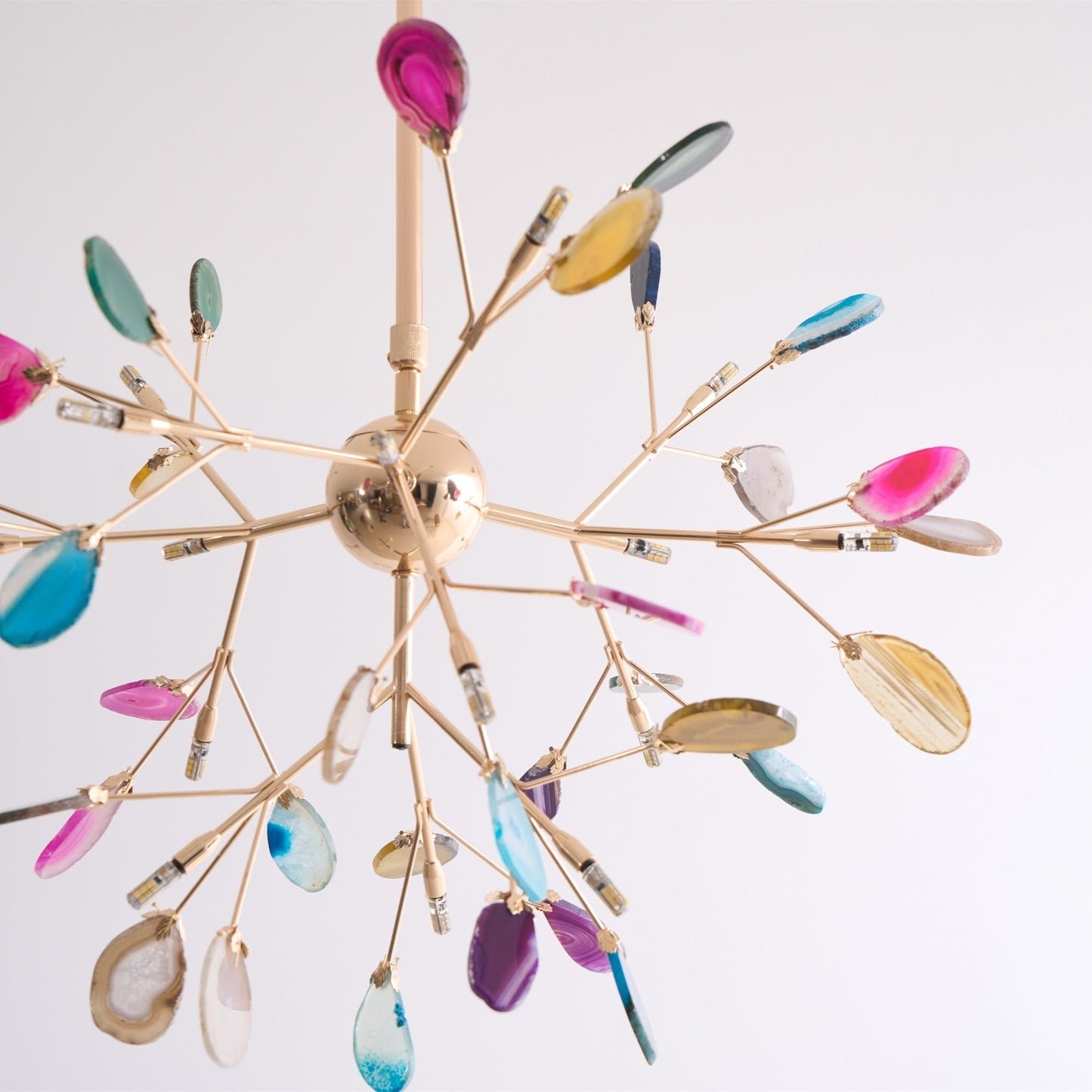 Agate Flake Chandelier | Natural Agate & Metal | Gold Finish
