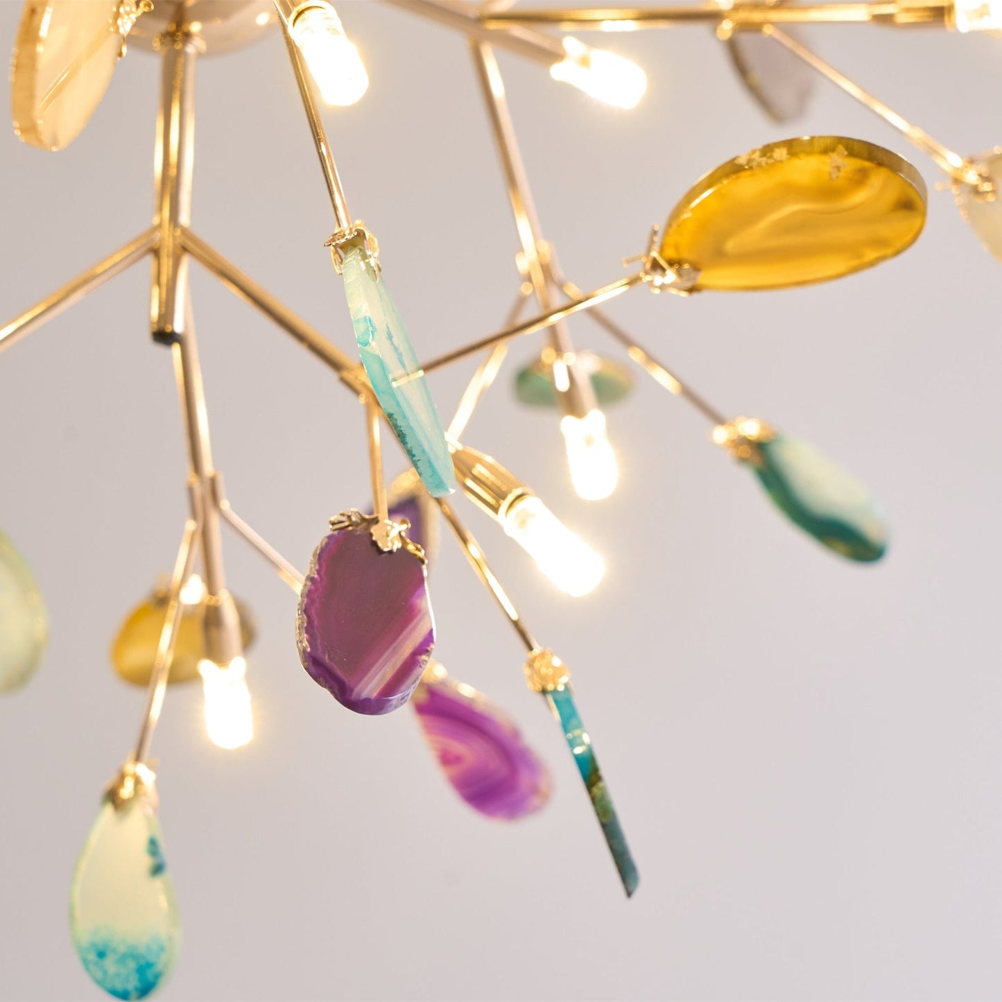 Agate Flake Chandelier | Natural Agate & Metal | Gold Finish