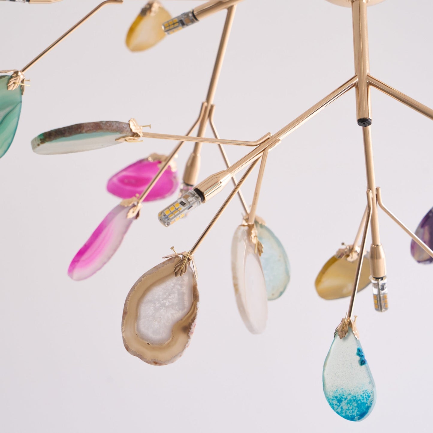 Agate Flake Chandelier | Natural Agate & Metal | Gold Finish