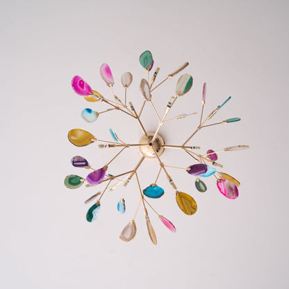 Agate Flake Chandelier | Natural Agate & Metal | Gold Finish