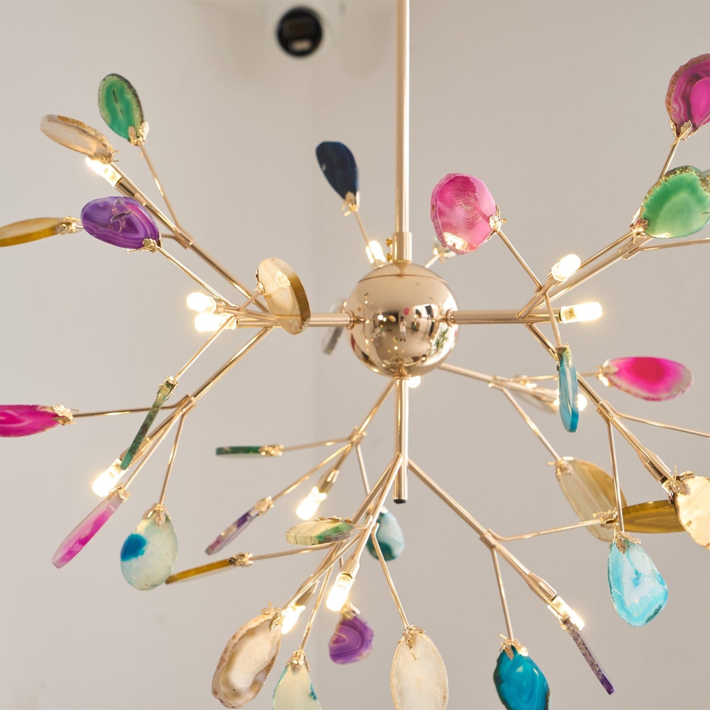 Agate Flake Chandelier | Natural Agate & Metal | Gold Finish