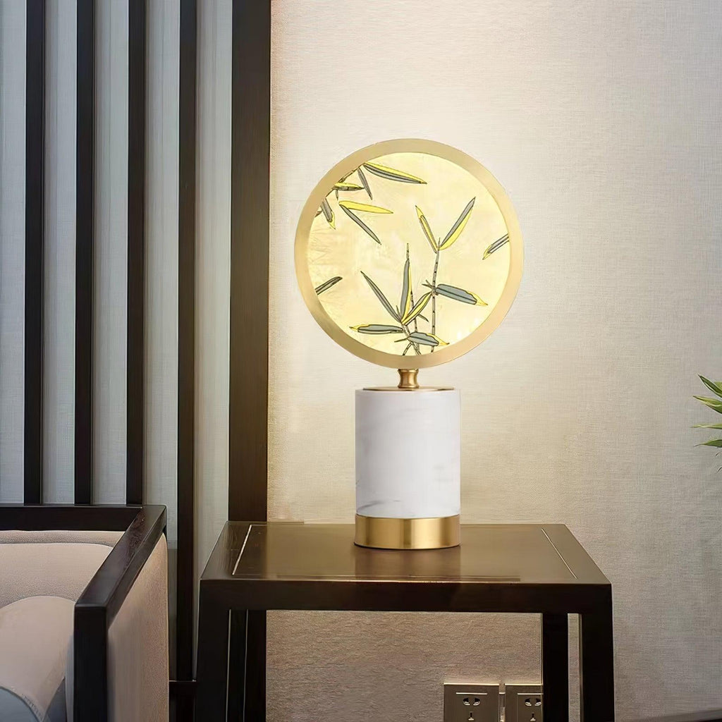 Enamel Table Lamp | Brass, Glass, Marble | White