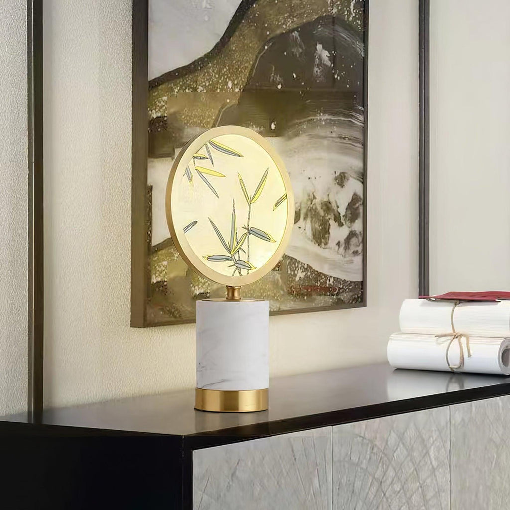 Enamel Table Lamp | Brass, Glass, Marble | White