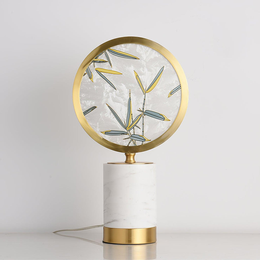 Enamel Table Lamp | Brass, Glass, Marble | White
