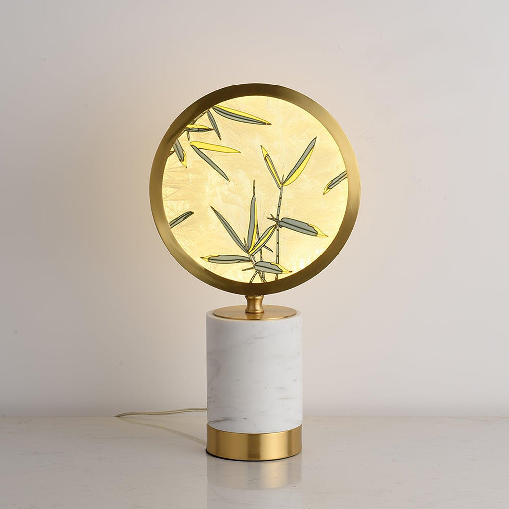 Enamel Table Lamp | Brass, Glass, Marble | White
