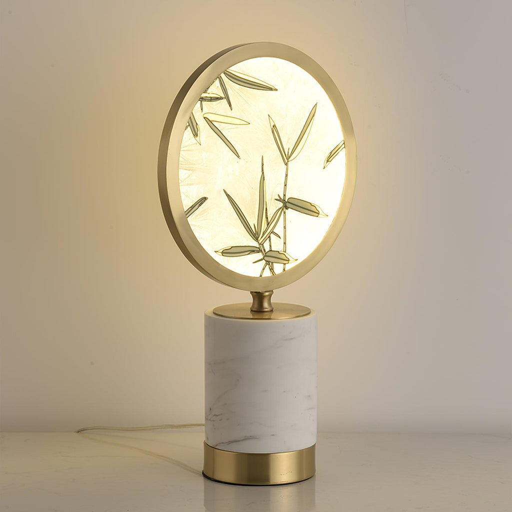Enamel Table Lamp | Brass, Glass, Marble | White