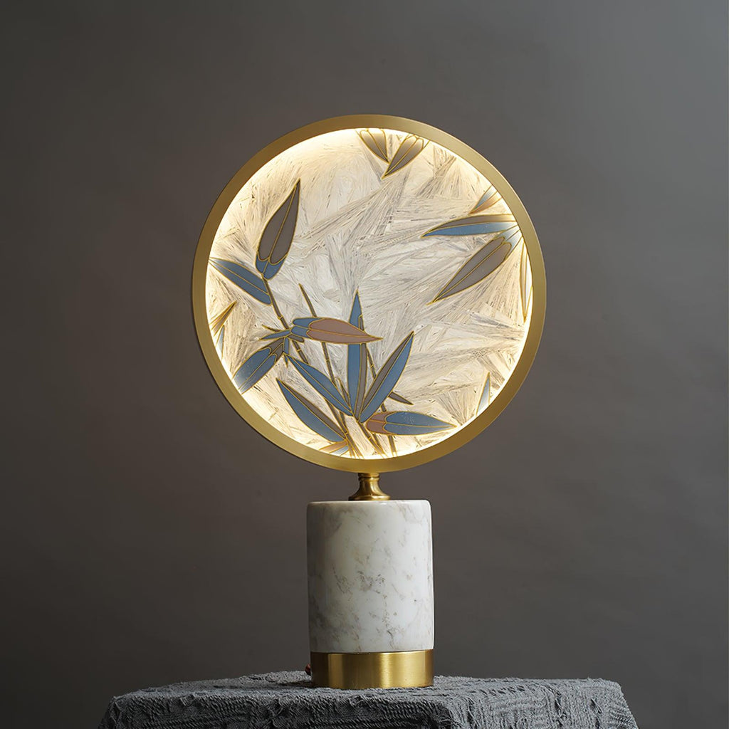 Enamel Table Lamp | Brass, Glass, Marble | White