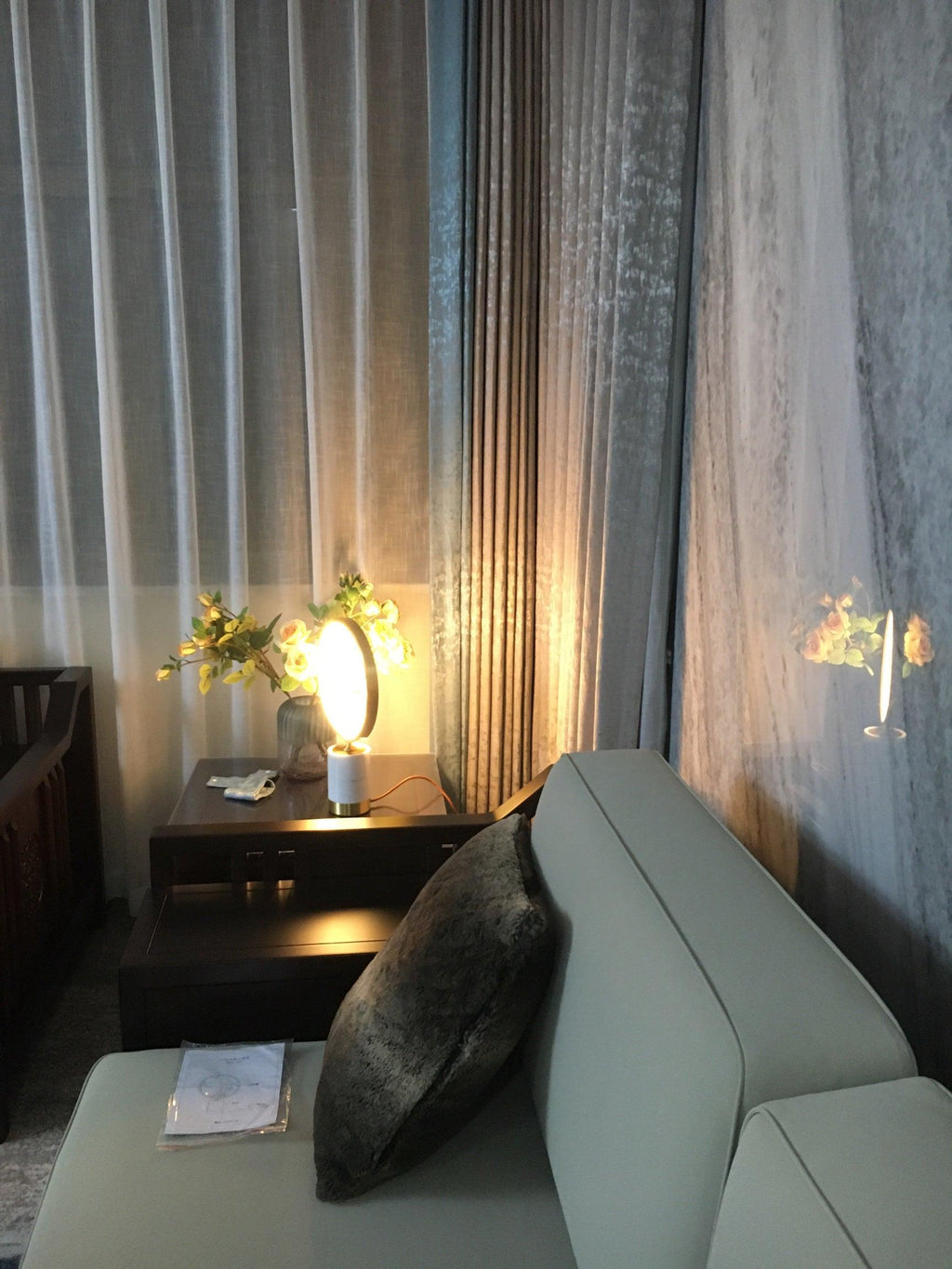 Enamel Table Lamp | Brass, Glass, Marble | White