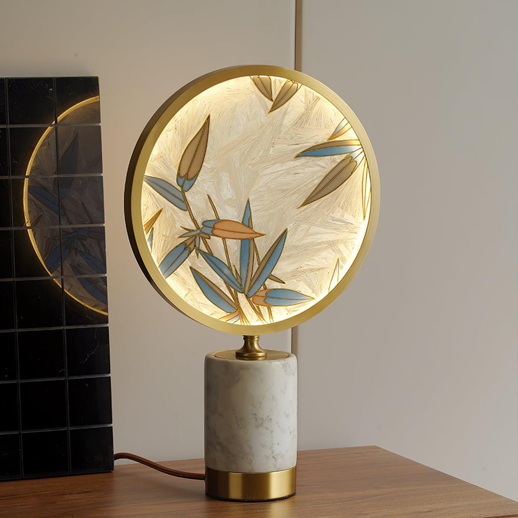 Enamel Table Lamp | Brass, Glass, Marble | White