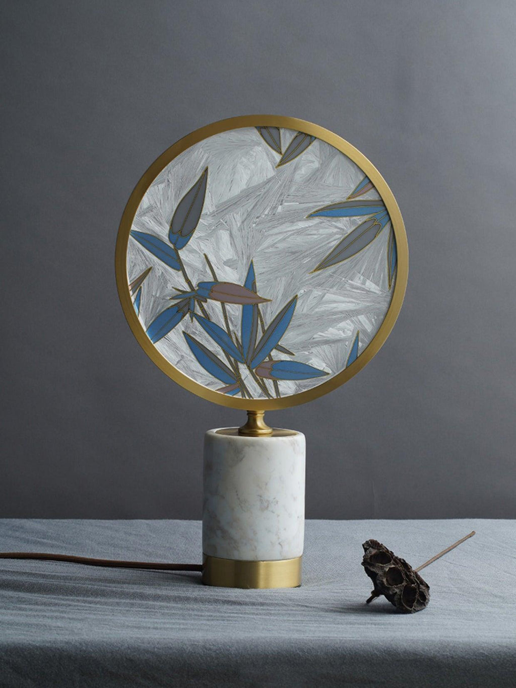 Enamel Table Lamp | Brass, Glass, Marble | White