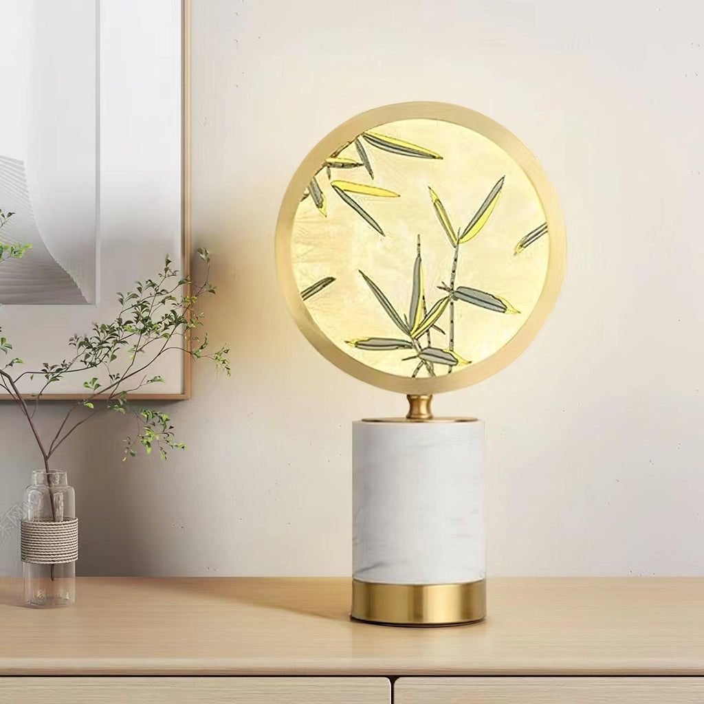 Enamel Table Lamp | Brass, Glass, Marble | White