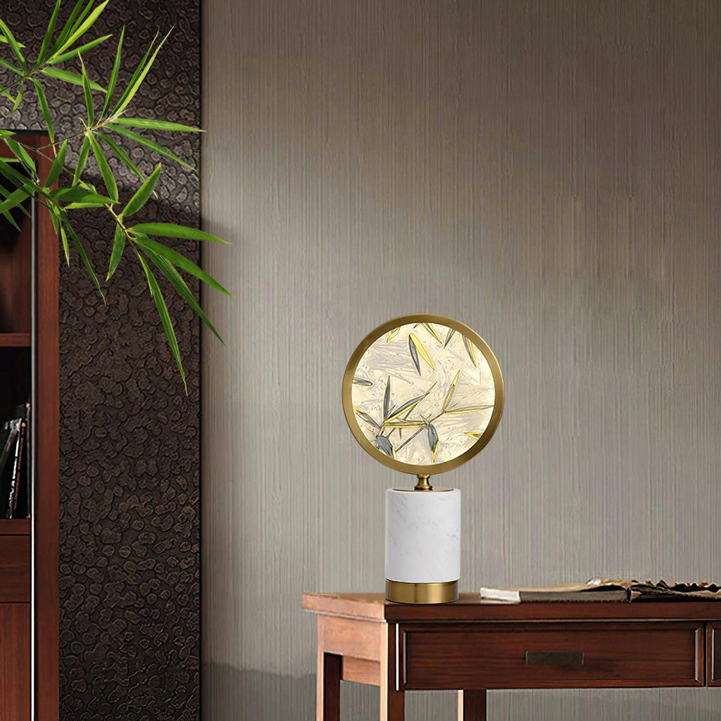 Enamel Table Lamp | Brass, Glass, Marble | White