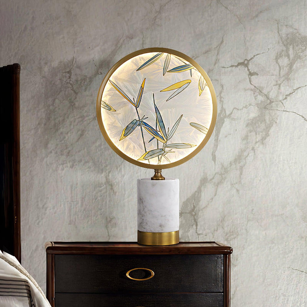 Enamel Table Lamp | Brass, Glass, Marble | White