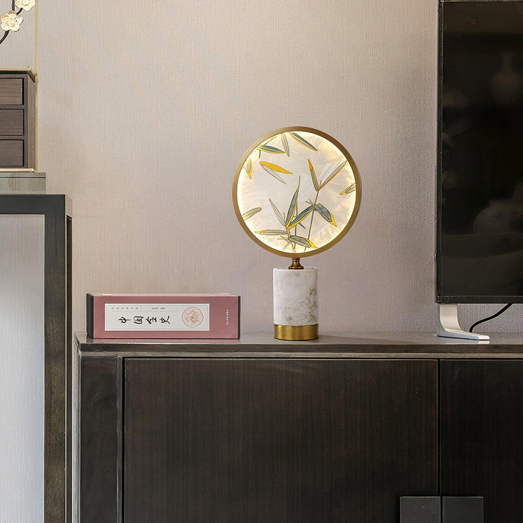 Enamel Table Lamp | Brass, Glass, Marble | White