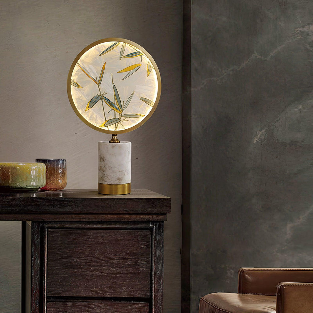 Enamel Table Lamp | Brass, Glass, Marble | White