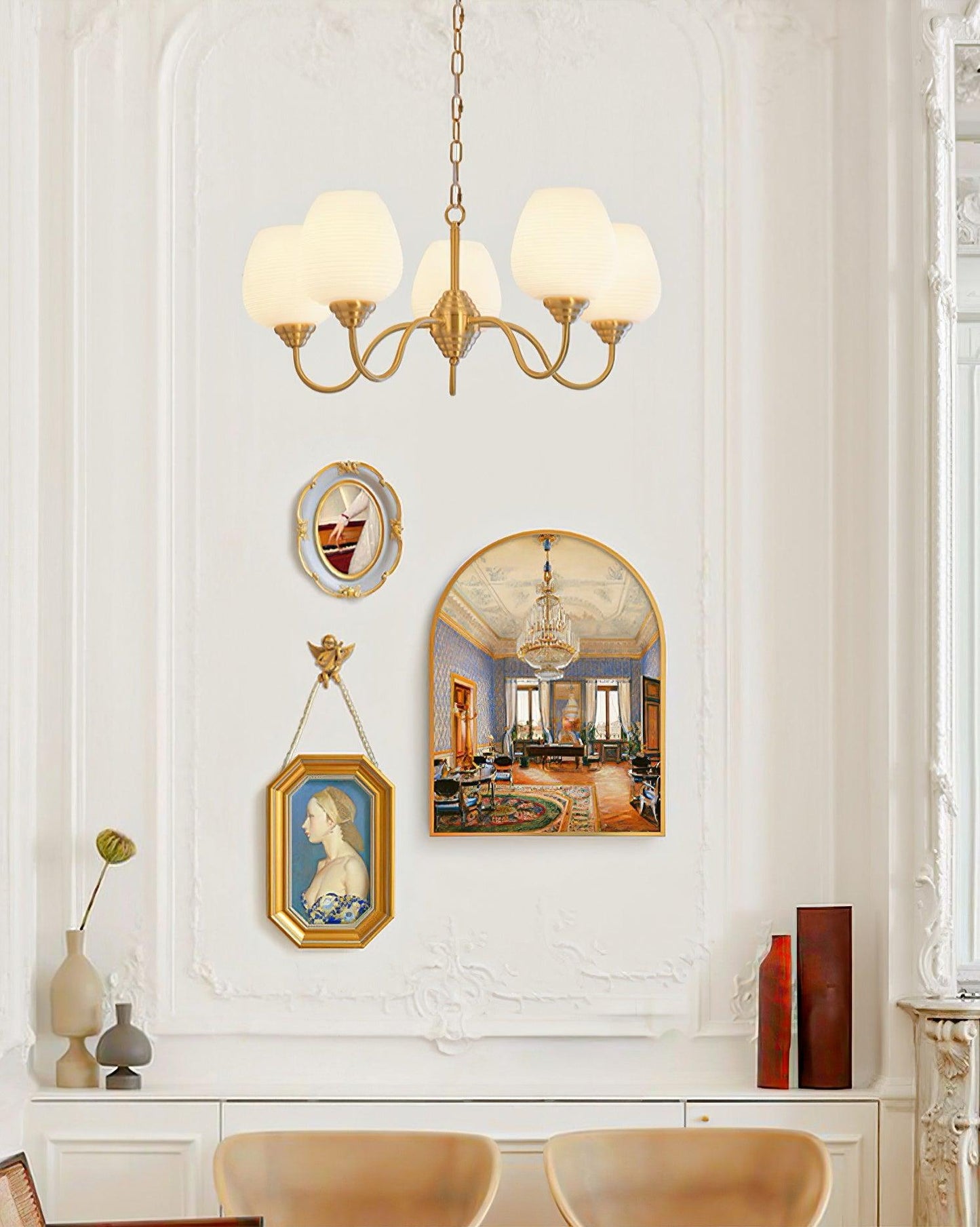 Brass Chandelier | Retro Design | 6, 8, or 10 Lights